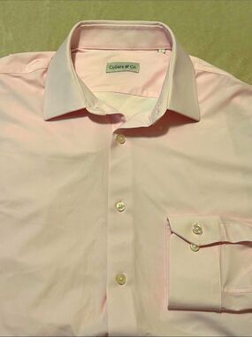 Collars & Co Men's Pink Dress Shirt Size L Nylon Spandex Performance Stretch